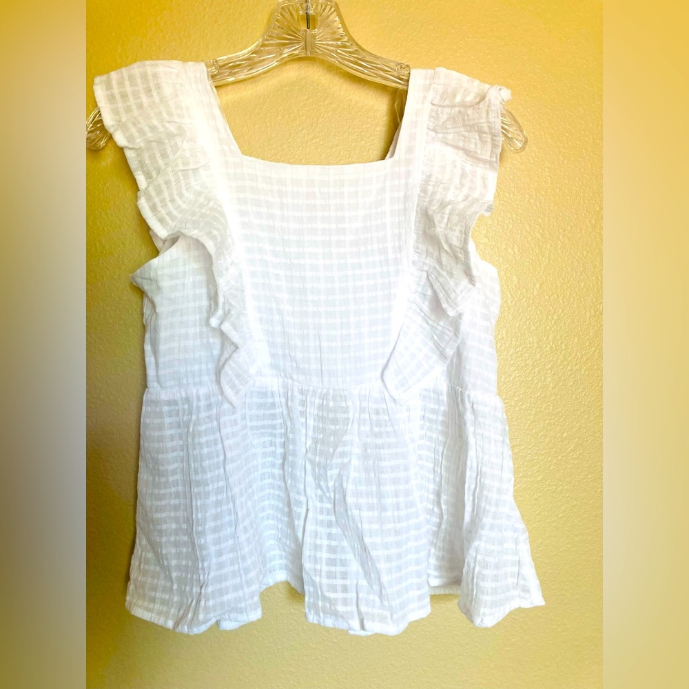 WONDER NATION Girl’s Sleveless Summer White‎ Top, Size XL 14-16, never wo…